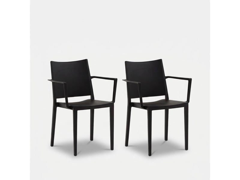 Lot de 2 chaises avec accoudoirs intérieur et extérieur vigo - noir  - Conforama A