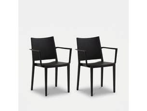 Lot de 2 chaises avec accoudoirs intérieur et extérieur vigo - noir