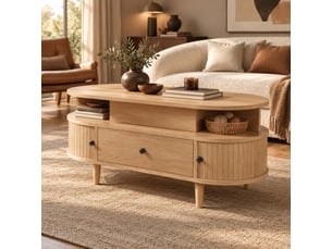 Table basse ovale coloris naturel EVRYAE - 50 cmx105 cm