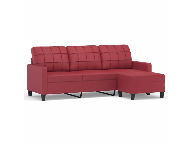  Canapé droit, sofa, canapé à 3 places repose-pieds rouge bordeaux 180 cm similicuir cf20570  - Conforama A
