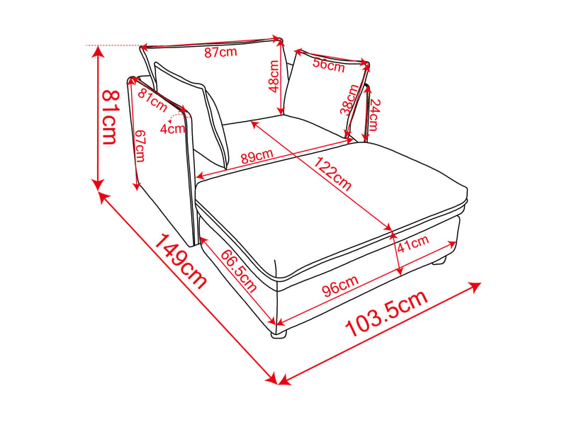  Canapé modulable 1 place modenvie avec pouf coffre en velours beige 149 x 103,5 x 81 cm  - Conforama C