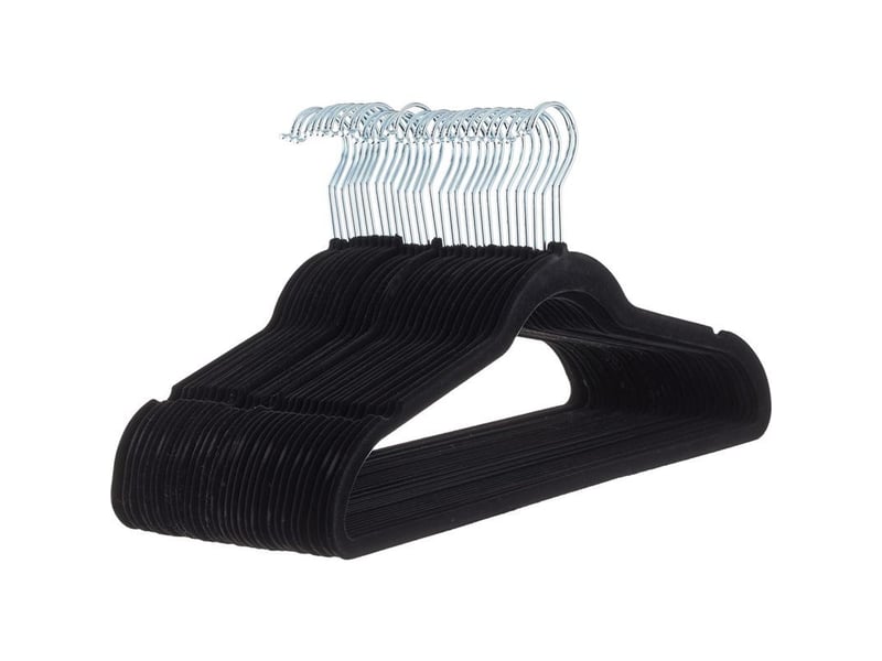  Lot de 30 cintres en velours pour costumes, noir  - Conforama A
