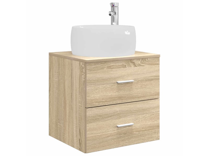  Vanité de lavabo mural, meuble de rangement chêne sonoma 49.5x44.5x66 cm shl276  - Conforama A