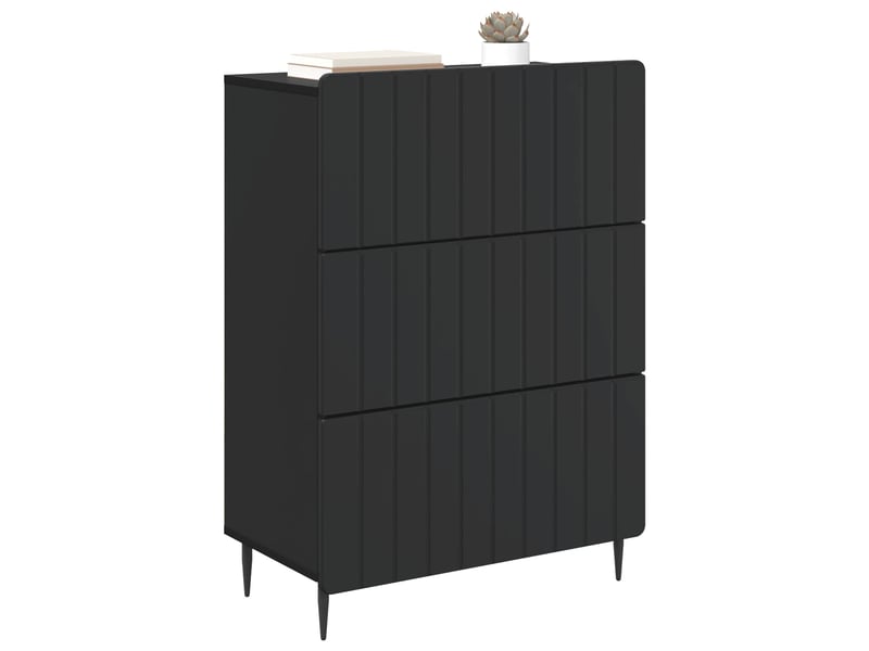  Armoire de rangement bureau, armoire à tiroirs 66 x 34,5 x 92 cm bois d'ingénierie noir  - Conforama C