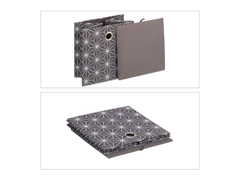  Lot de 2 boîtes de rangement décoratives tissu robuste 30 x 30 x 30 cm avec motifs pour petits objets en gris 13_0013729  - Conforama C