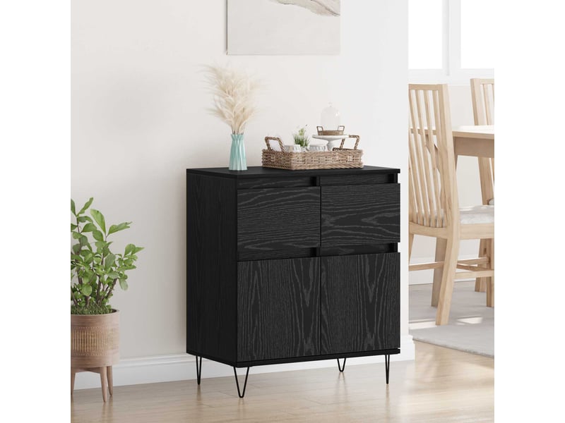  Buffet - bahut - meuble de rangement chêne noir 60 x 35 x 70 cm bois d'ingénierie et fer  - Conforama B