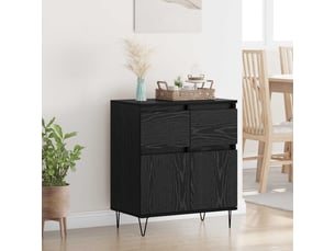 Buffet - bahut - meuble de rangement chêne noir 60 x 35 x 70 cm bois d'ingénierie et fer