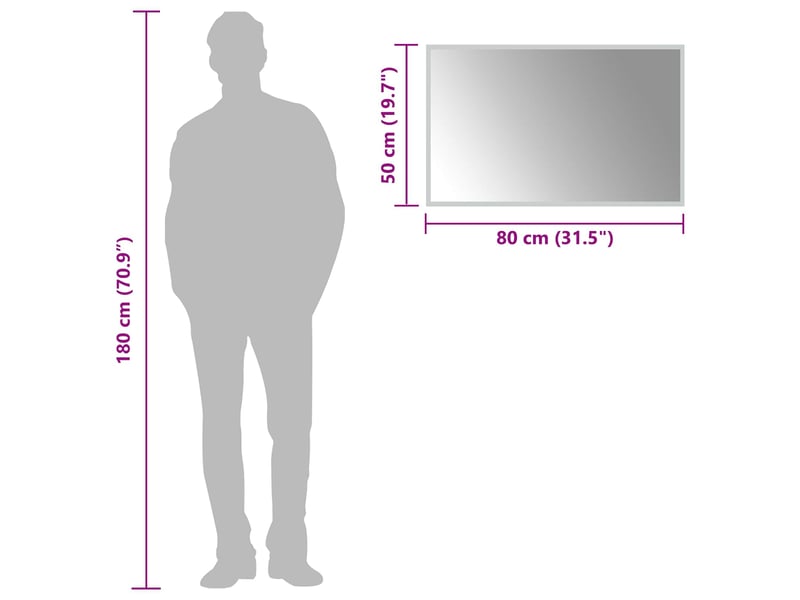  Miroir de salle de bain, miroir de toilette led transparent 80 x 50 cm verre trempé cf62616  - Conforama E