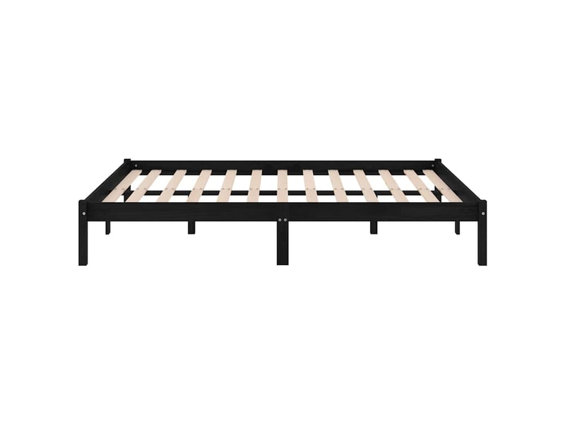  Lit double- lit adulte -  cadre de lit sans matelas noir bois massif 140x190 cm  - Conforama D