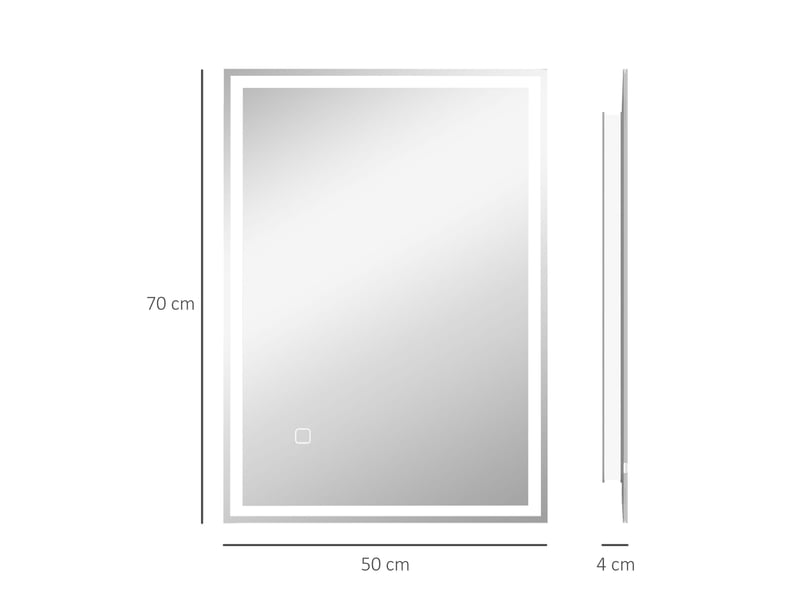  Miroir de salle de bains led 50x70x4 cm tactile argenté  - Conforama E