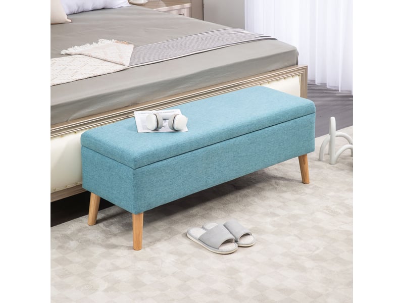  Banc coffre tcqpz rembourré avec rangement 110 x 39 x 45 cm polyester bleu  - Conforama B