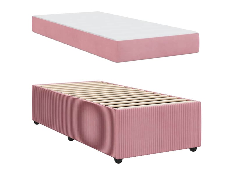  Lit simple- lit adulte -  cadre de lit rose 100 x 200 cm tissu  - Conforama C
