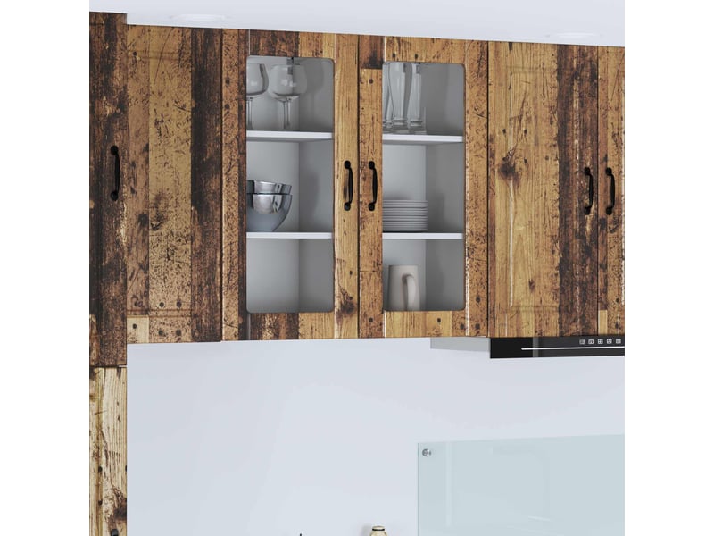  Cabinet en verre mural 2 pcs bois ancien bois d'ingénierie shl2212  - Conforama B