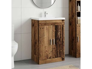 Meuble sous lavabo de salle de bain, commode bois ancien shl9725