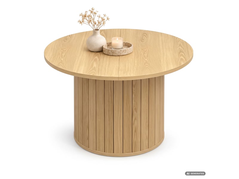  Table basse nubo coloris bois naturel 60 cm ronde cannelée avec rangement 60x60x45 cm NUBO - Conforama A
