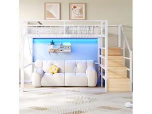 Lit mezzanine 140x200 cm <strong>OKWISH</strong>  <strong></strong> coloris blanc