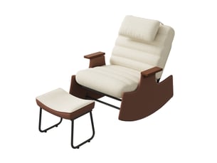 Fauteuil à bascule en velours côtelé avec repose-pieds - 81.5 x 51.5 x 81 cm-beige - chaise berçante ergonomique avec dossier réglable