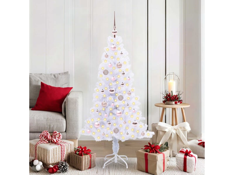  Sapin de noël artificiel, arbre de noël avec 150 led blanc 150 cm pvc et acier shl3596  - Conforama B