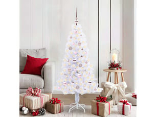 Sapin de noël artificiel, arbre de noël avec 150 led blanc 150 cm pvc et acier shl3596
