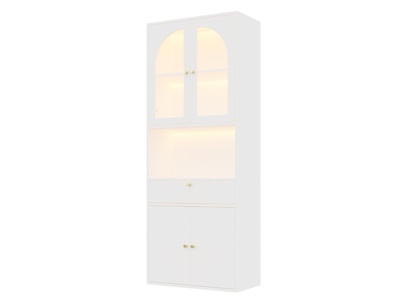  Vitrine led rgb 70 x 35 x 180 cm, bibliothèque et rangement pour figurines, éclairage multicolore réglable par appli, moderne, blanc ABC - Conforama A