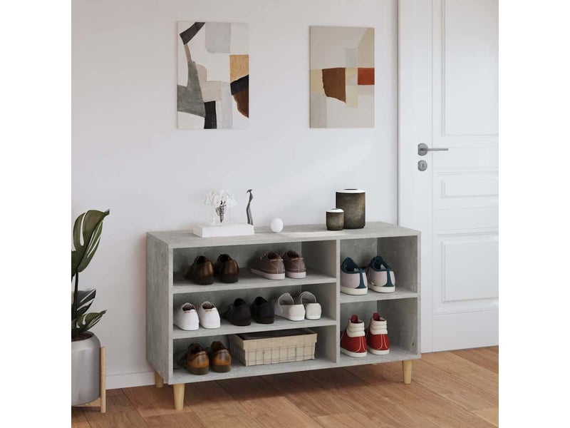  Meuble à chaussure, armoire à chaussures gris béton 102x36x60 cm bois d'ingénierie shl4355  - Conforama C