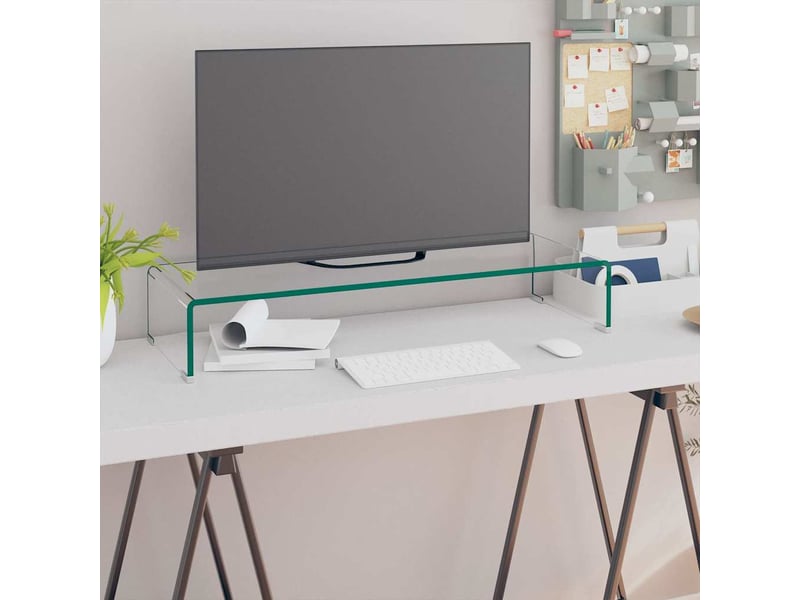  Meuble tv - banc tv - meuble de rangementpour moniteur 80x30x13 cm verre transparent  - Conforama B