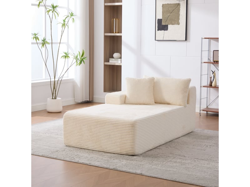  Méridienne modulable en tissu chenille beige, canapé salon avec fonction chaise longue et design moderne  - Conforama B
