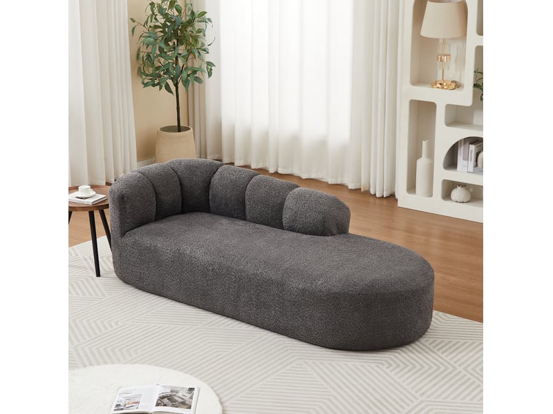  Méridienne en chenille avec dossier ondulé et assise rembourrée, design moderne, anthracite  - Conforama B