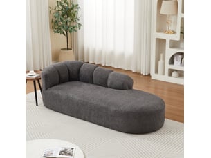 Méridienne en chenille avec dossier ondulé et assise rembourrée, design moderne, anthracite