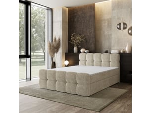 Lit avec rangement 160x200 cm <strong>MASSENO</strong> <strong></strong> coloris beige