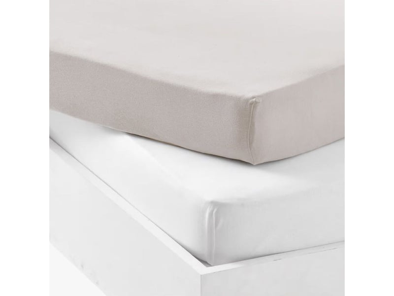  Drap housse bebe 2pcs jersey coton 60x120 cm blanc gris souris poche 15 cm maille extensible 1901580 - Conforama B