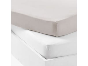 Drap housse bebe 2pcs jersey coton 60x120 cm blanc gris souris poche 15 cm maille extensible