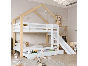 Lit cabane 90x200 cm <strong>ELVMI</strong> <strong></strong> coloris bicolore