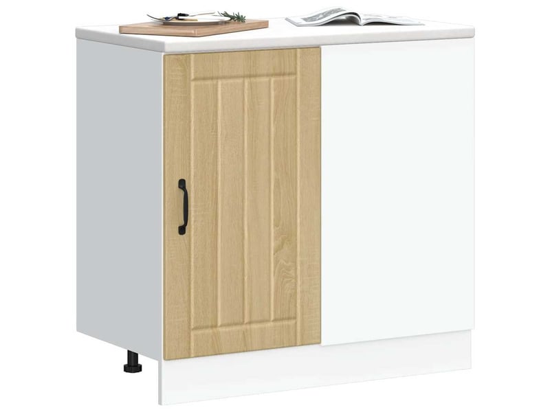  Meuble de rangement, meuble bas de cuisine chêne sonoma bois d'ingénierie  - Conforama C