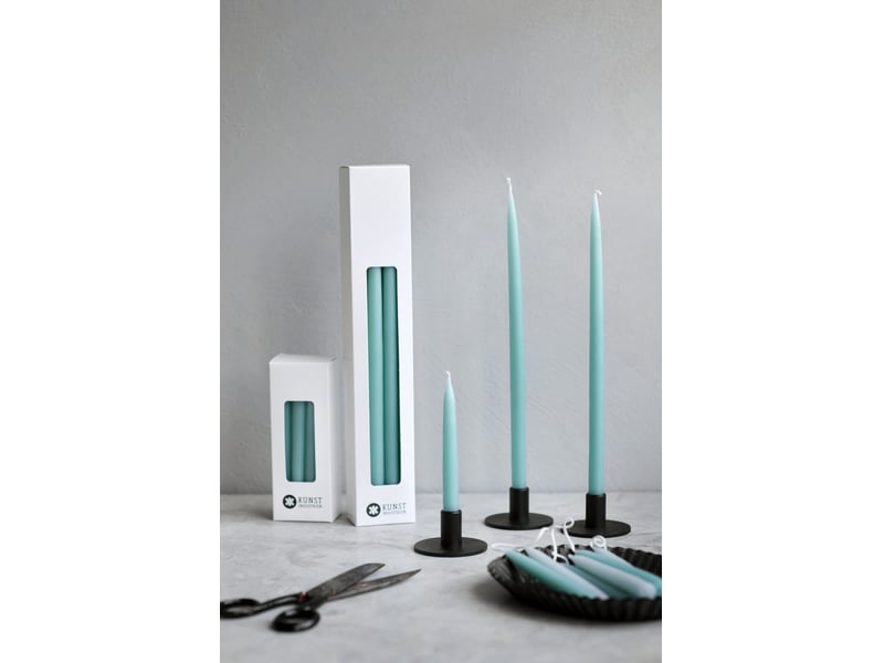 Lot de 4 bougies coniques, fabriquées au danemark, 42 couleurs disponibles, sans gouttes et sans fumée, bougies de table longue durée de combustion de 15 heures, bougies non parfumées - Conforama E