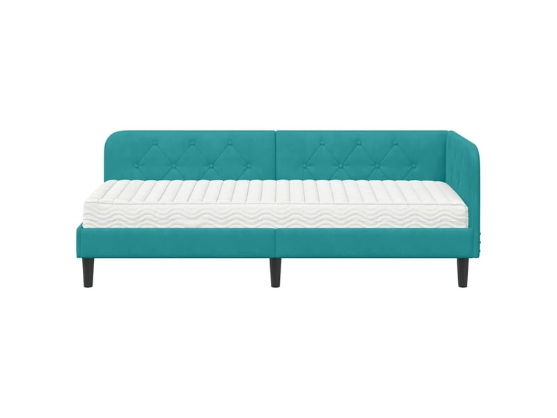 Lit simple- lit adulte - cadre de lit d'angle turquoise 80 x 200 cm velours - Conforama D