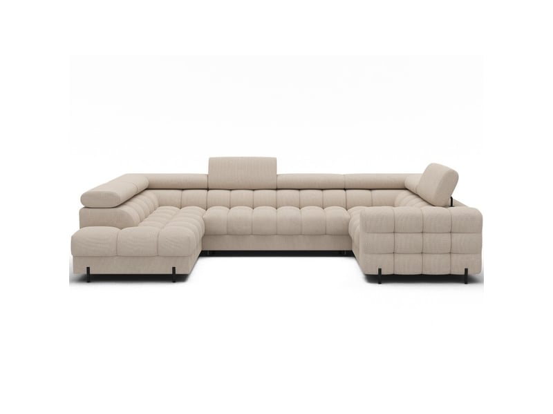 Canapé panoramique convertible factory 3 places beige – angle gauche avec coffre – version 4 - Conforama A