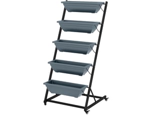 Porte-plantes sur roulettes 5 niveaux 65x67x145 cm – gris – acier, drainage et usage intérieurextérieur