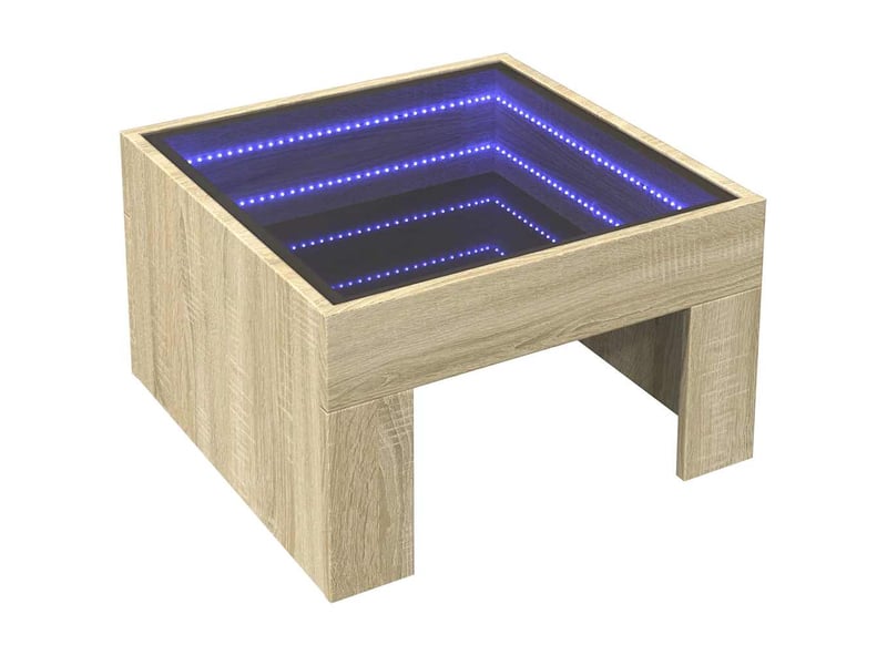 Table basse - table de salon - table à thé avec led infini chêne sonoma 50x50x30 cm - Conforama C