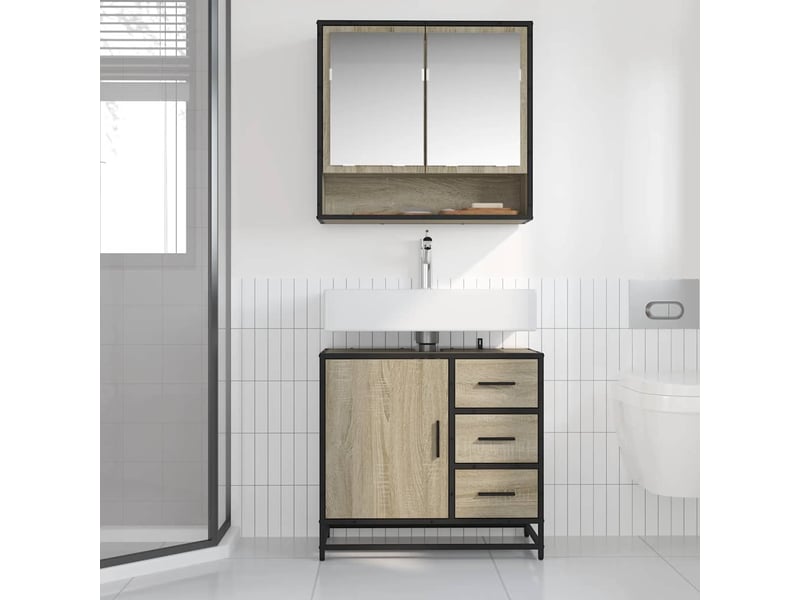  Armoire lavabo de salle de bain, cabinet de salle de bain chêne sonoma bois d'ingénierie cf65613  - Conforama C