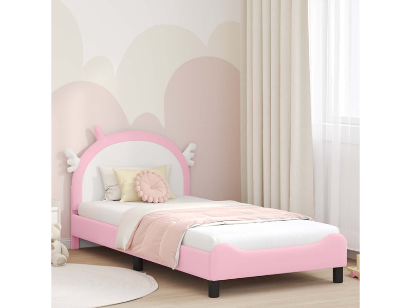  Cadre de lit pour enfants - lit jeune avec tête de lit rose 80 x 200 cm pu  - Conforama B