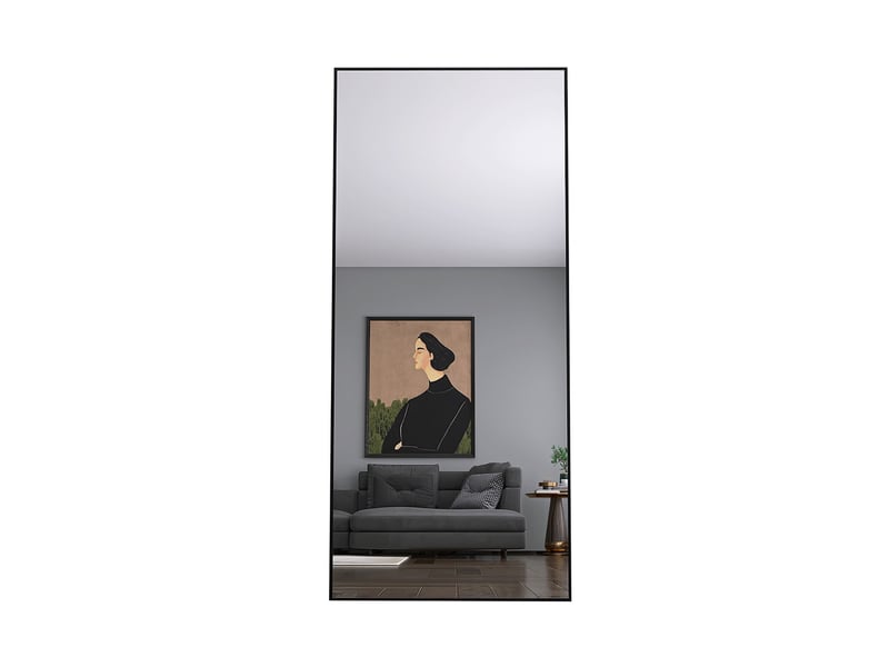  Miroir sur pied 180x80cm noir - miroir mural pleine longueur - cadre en alliage d'aluminium - verre trempé hd anti-explosion  - Conforama A
