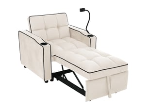 Fauteuil convertible TCQPZ Velours beige vendu A l'unité