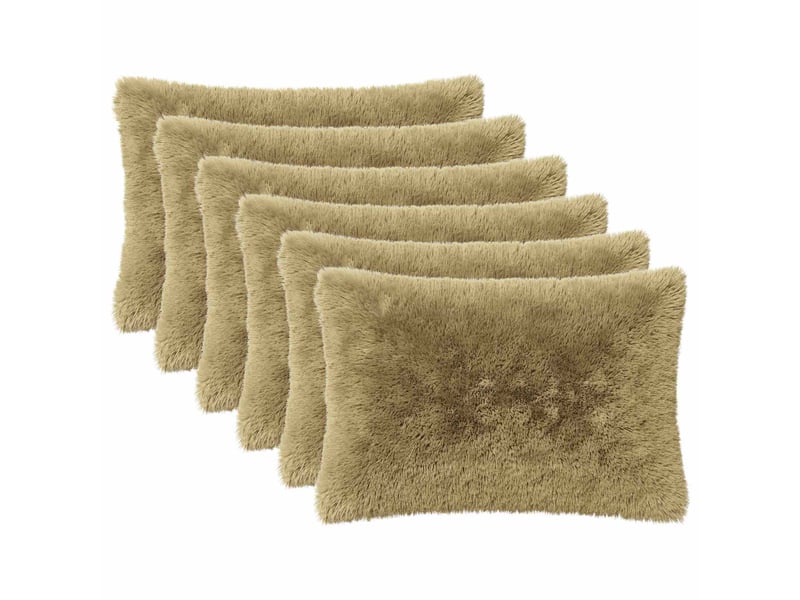  Lot de 6 coussins avec oreiller, coussins décoratifs heerlen gris clair fleece pv cf50828  - Conforama A
