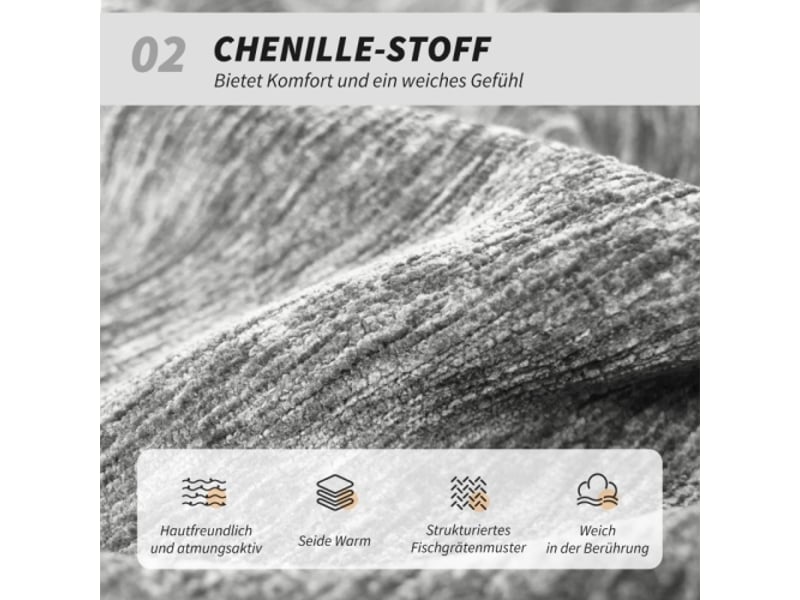  Chaise de bureau pivotante sans accoudoirs, tissu doux gris, réglable en hauteur, pieds en acier  - Conforama E