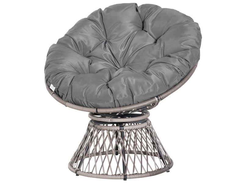  Fauteuil de jardin, chaise de jardin, résine tressée, 87x97x86cm, gris  - Conforama A