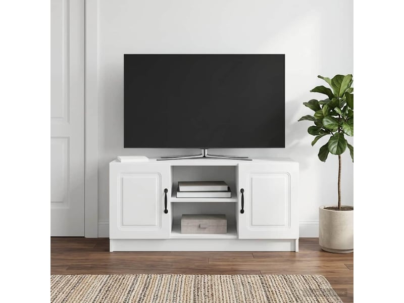  Meuble tv - banc tv - meuble de rangement blanc 102 x 34,5 x 47 cm bois d'ingénierie  - Conforama D