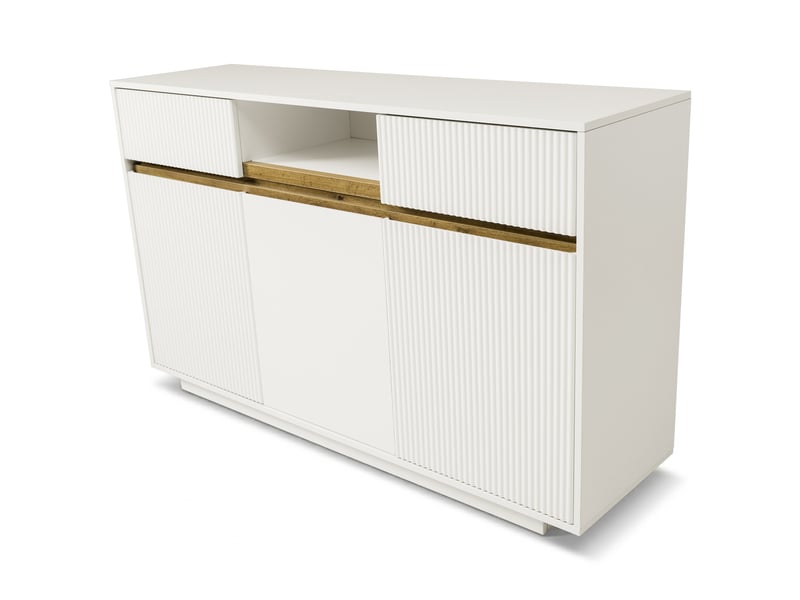  Buffet avec led 2 tiroirs et 3 portes mdf blanc 140x40x85 cm AB20877172W - Conforama B