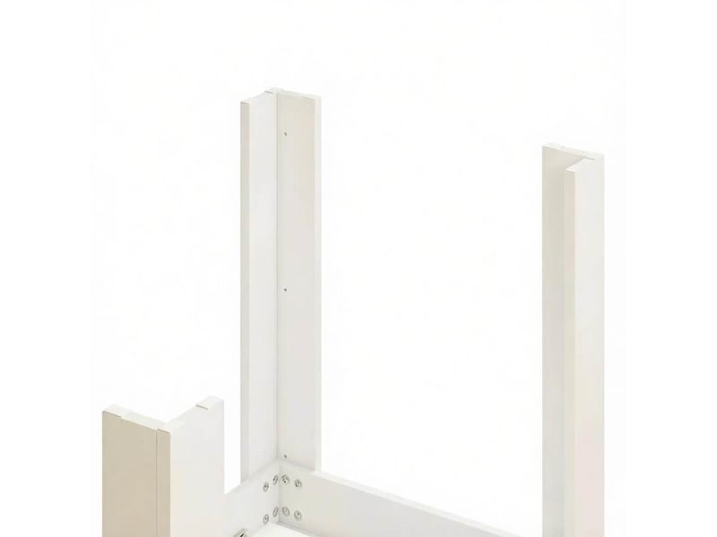 Table à manger extensible blanche avec rails en acier, plateau mdf mélaminé, 6 à 8 places - Conforama E