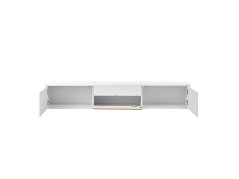  Meuble tv bas moderne – support et panneau, accueille projecteur, dimensions 180x34x30 cm  - Conforama E